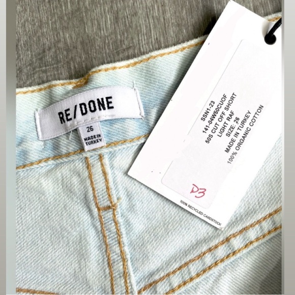 🌻NWT RE/DONE 50s CUT OFF SHORTS LIGHT RAF! SIZE 26 or 4 DISTRESSED LIGHT WASH🌻 - Picture 6 of 11